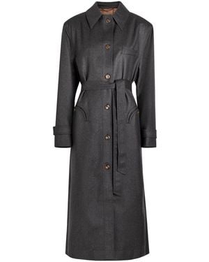 Blazé Milano Basotto Belted Wool Designer Trench Coat Uk8 - Black