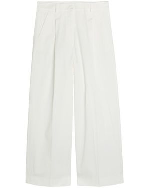 Weekend by Maxmara Wide-Leg Stretch-Cotton Trousers - White