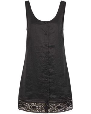 FRAME The Heirloom Embroidered Ramie Mini Dress - Black