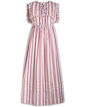 Damson Madder Josephine Striped Cotton Midi Dress - Purple