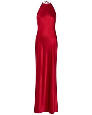 Reformation Jeany Halterneck Silk Maxi Dress - Red