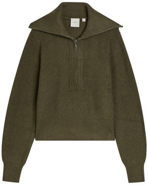 Varley Maura Ribbed Half-Zip Knit Sweatshirt - Green