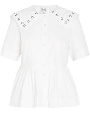 Damson Madder Cyrus Eyelet Cotton-Poplin Blouse - White