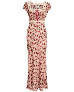 RIXO London Maeva Floral-Print Crepe De Chine Maxi Dress - Red