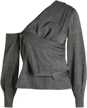 Emilia Wickstead Alida Draped Wool Top - Gray