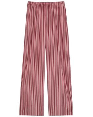 Faithfull the Brand Tone Striped Straight-Leg Cotton Trousers - Red