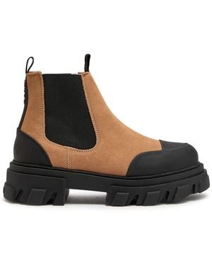 Ganni Paneled Suede Chelsea Boots - Black
