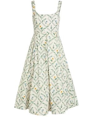Agua Bendita Alcaparra Floral-Print Cotton Midi Dress - White
