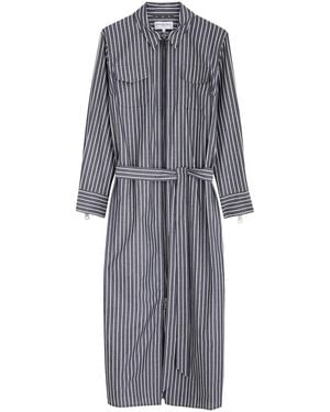 Evi Grintela Greta Striped Cotton Midi Shirt Dress - Grey