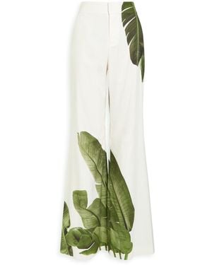 Alice + Olivia Dylan Printed Linen-Blend Trousers - White