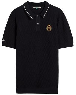 Malbon Crest Checked-Knit Cotton Polo Shirt - Black