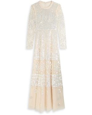 Needle & Thread Aurora Sequin-Embellished Gown - White