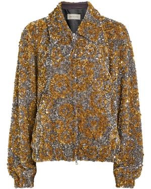 Dries Van Noten Vinnia Sequin-Embellished Satin Jacket - Brown