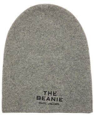 Marc Jacobs The Beanie Logo Merino-Blend Beanie - Grey