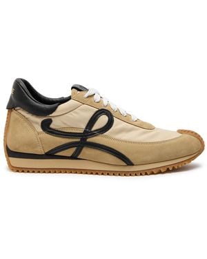 Loewe Flow Runner Panelled Brushed Suede Trainers - Brown