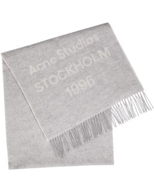 Acne Studios Venus Logo-Intarsia Wool Scarf - Grey