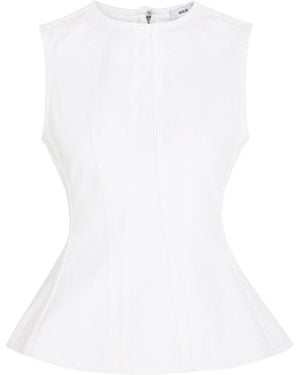 Agolde Corbin Peplum-Hem Denim Top - White