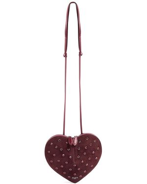 Alaïa Le Coeur Crystal-Embellished Suede Cross-Body Bag - Purple
