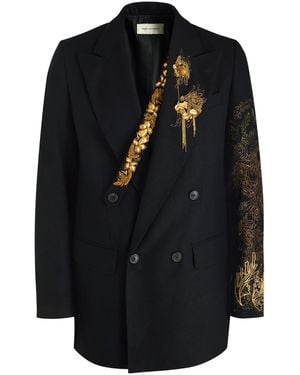 Dries Van Noten Barton Embellished Wool-Blend Blazer - Black