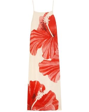 Desmond & Dempsey Floral-Printed Linen Night Dress - Red