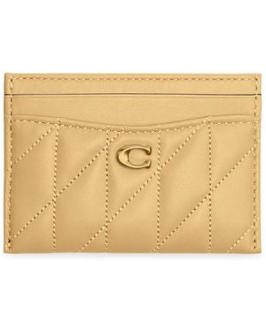 COACH Pillow Quilted Leather Card Holder - Natural