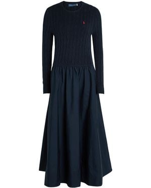 Polo Ralph Lauren Logo Stretch-Cotton Midi-Dress - Blue