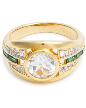 V By Laura Vann The Olive 18kt Gold Vermeil Ring - White