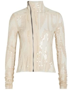 Rick Owens Gary Embellished Mesh Jacket - Natural