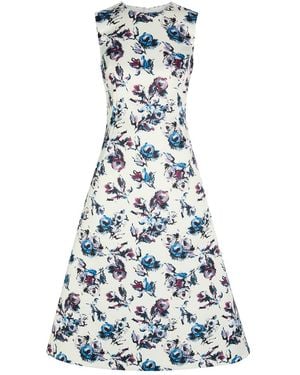 Emilia Wickstead Rumi Floral Satin Fit & Flare Midi Dress - White