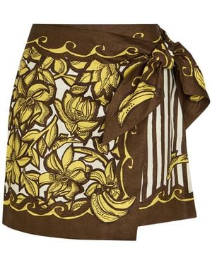 ALÉMAIS Mona Printed Hemp Mini Wrap Skirt - Yellow