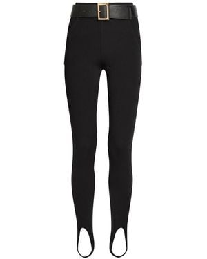 Self-Portrait Stirrup Belted Knit Leggings - Black