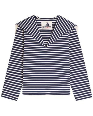 Les Vacances d'Irina The Seaman Striped Cotton Top - Blue