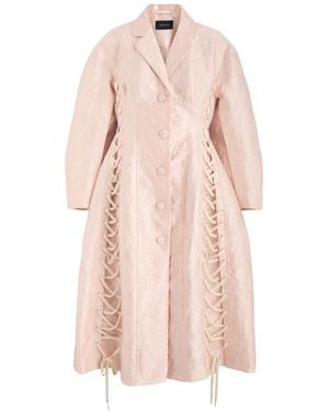 Simone Rocha Lace-Up Cloqué Coat - Pink