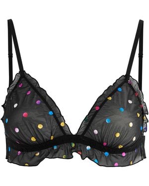 Love Stories Reggipetto Polka Dot Mesh Bra - Black
