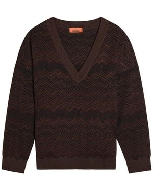Missoni Chevron Fine-Knit Jumper - Brown