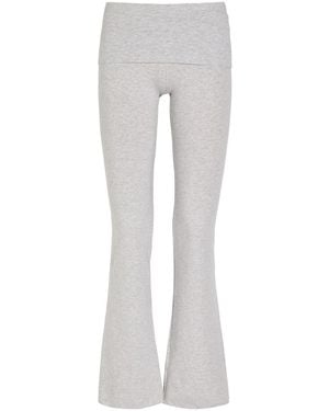 Skims Foldover Stretch-Cotton Pants - Gray