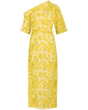 BERNADETTE Bowery Floral-Print Stretch-Cotton Midi Dress - Yellow