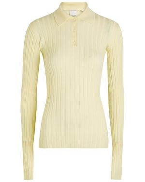 Calvin Klein Amber Ribbed Wool Polo Top - Yellow