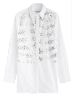 16Arlington Marley Embellished Cotton-Poplin Shirt - White