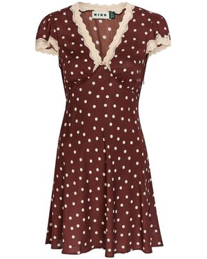 RIXO London Cely Polka Dot Crepe De Chine Mini Dress - Red