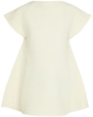 Issey Miyake Ribbed-Knit Peplum Mini Dress - Natural