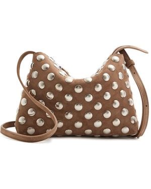 KHAITE Lina Medium Studded Suede Cross-Body Bag - Brown