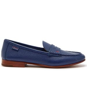 Polo Ralph Lauren Logo Pebbled Leather Loafers - Blue