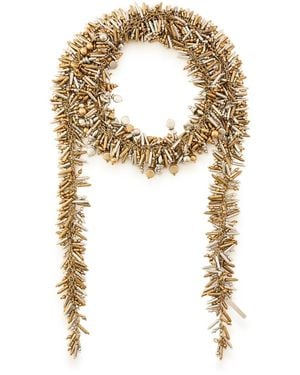 Dries Van Noten Embellished Brass Scarf Necklace - Metallic