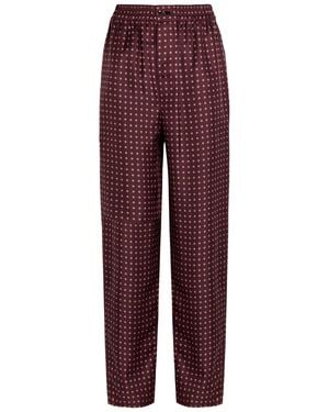Saint Laurent Patterned Silk Trousers - Red