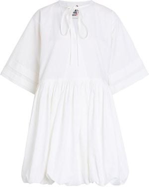 Les Vacances d'Irina Pino Textured Cotton Mini Dress - White