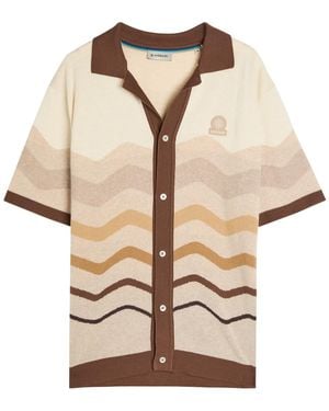 Sandbanks Gradient Pattern Knit Cotton Shirt - Natural