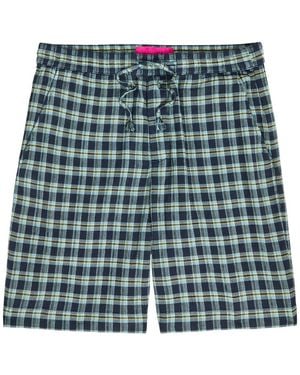 The Elder Statesman Dune Plaid Cotton Shorts - Blue