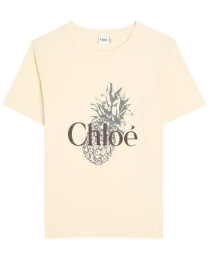 Chloé Printed Cotton T-Shirt - Natural