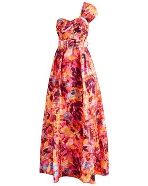 Rebecca Vallance Gardenia Floral-Printed Moiré Gown - Red